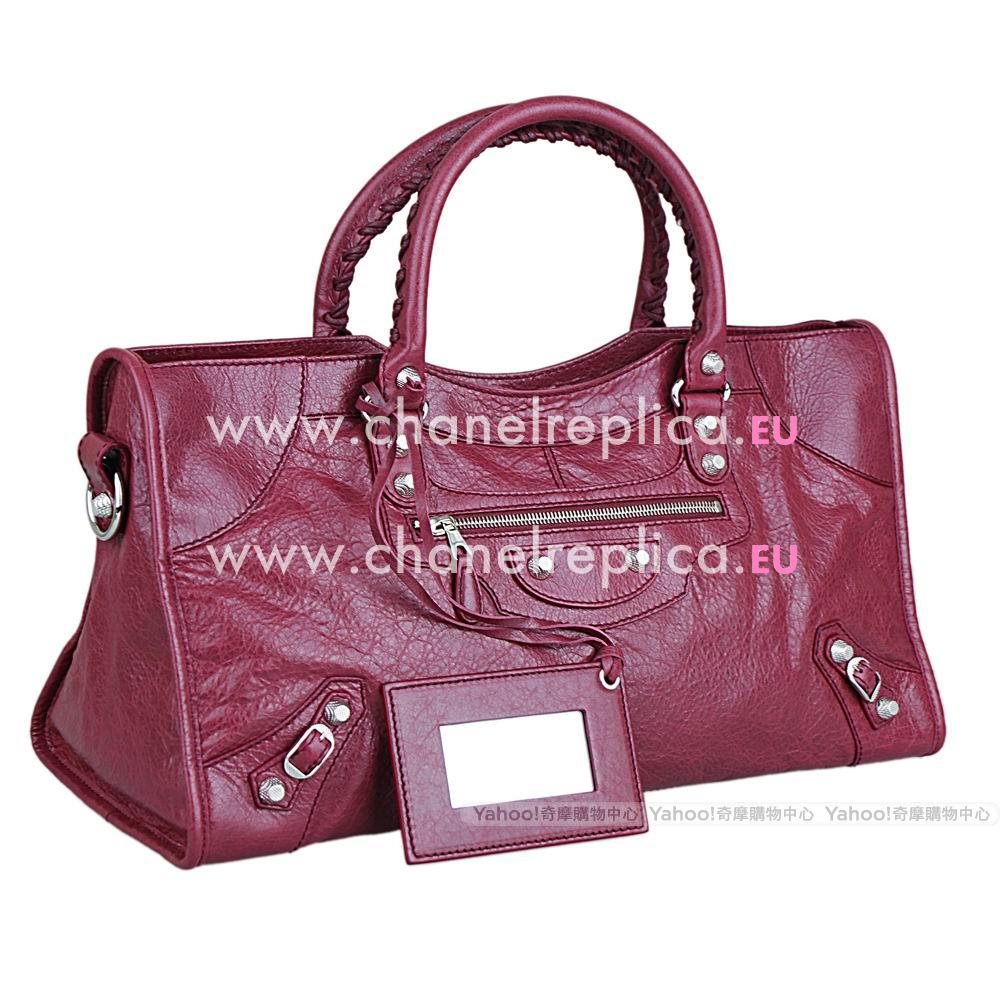 Balenciage Hamiton Part Time Lambskin Silvery hardware Bag Grape Purple B2055086