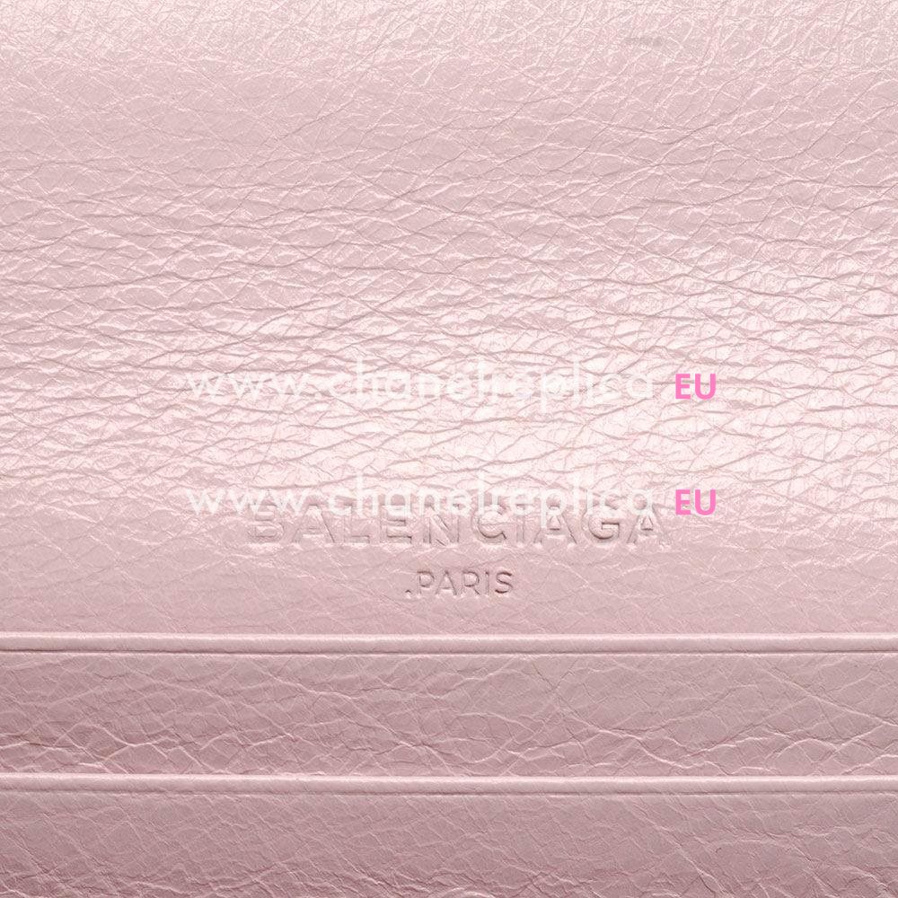 Balenciaga Giant Money Lambskin Aged Brass Hardware Wallets Light Pink B2055137