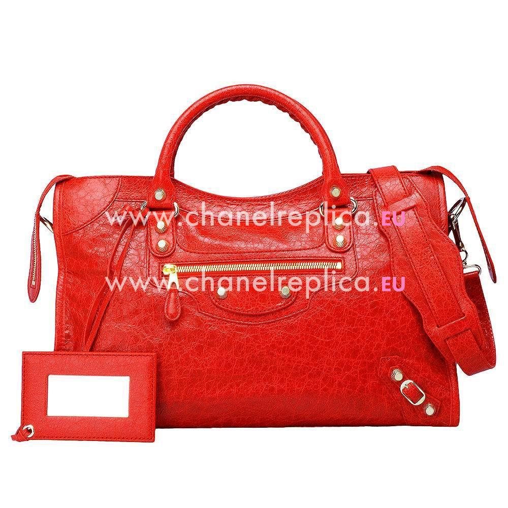 Balenciage City Lambskin Gold hardware Classic Bag Red B2055014