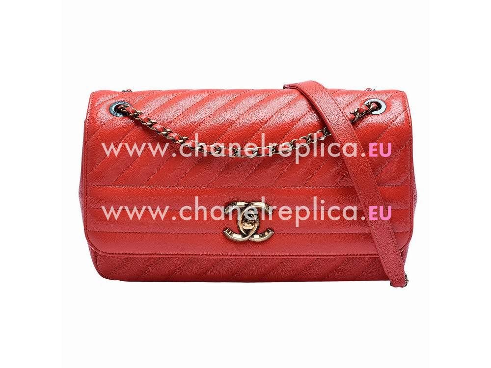 Chanel Calfskin Anti-Gold Coco Bag Orange-Red A896089