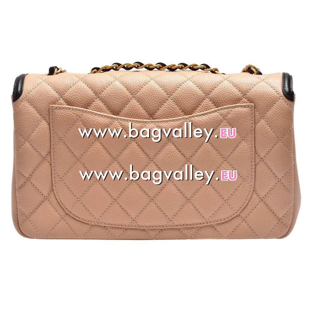 Chanel Caviar Leather Coco Flap Bag In Camel/Black A192070