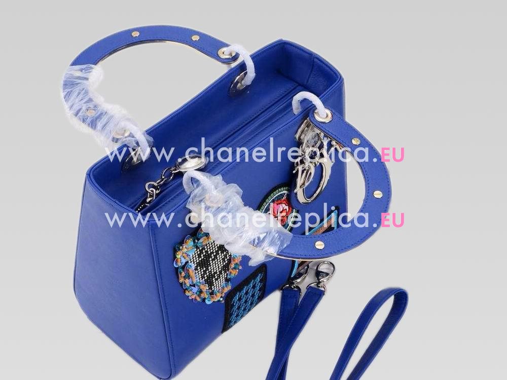 Lady Dior Lambskin With Medals Bag In Blue 164721