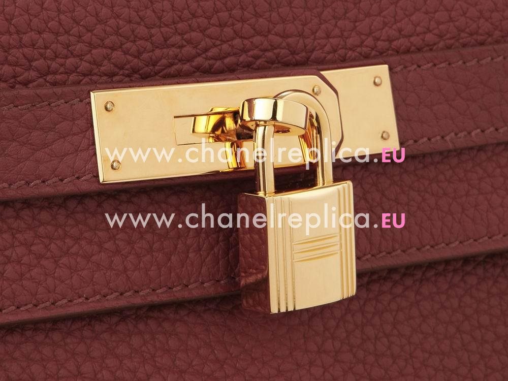 Hermes Kelly 32cm Togo Leather Gold Hardware Dark Red Hand Sew H27162