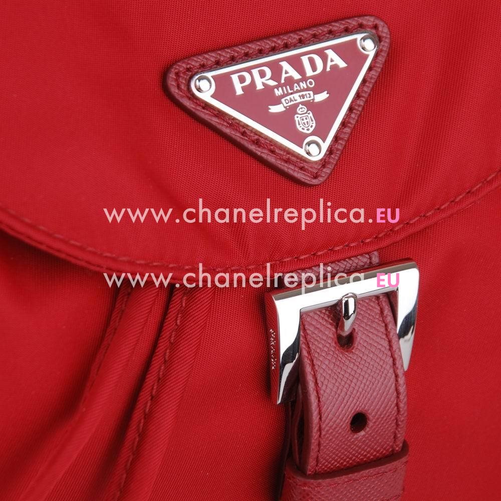 Prada Classic Buckle Triangle Logo Nylon Backpack Red PR5417717