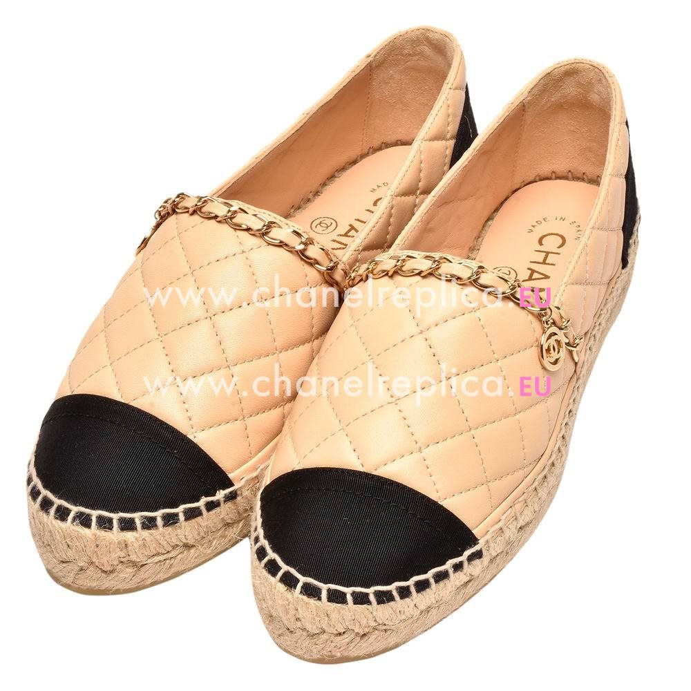 Chanel Espadrilles Lambskin/Tussores Pencil Shoes (CamelXBlack) AS686310