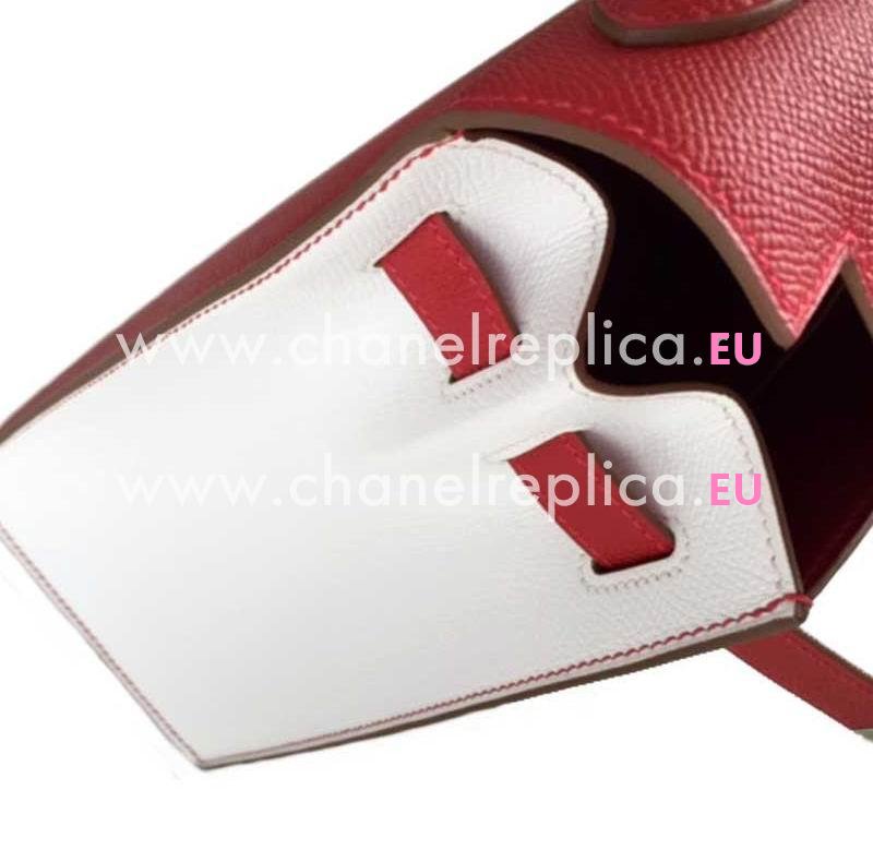 Hermes Kelly 32cm Rouge Casaque White Epsom Leather Palladium Sellier Flag Bag HK1032WRS
