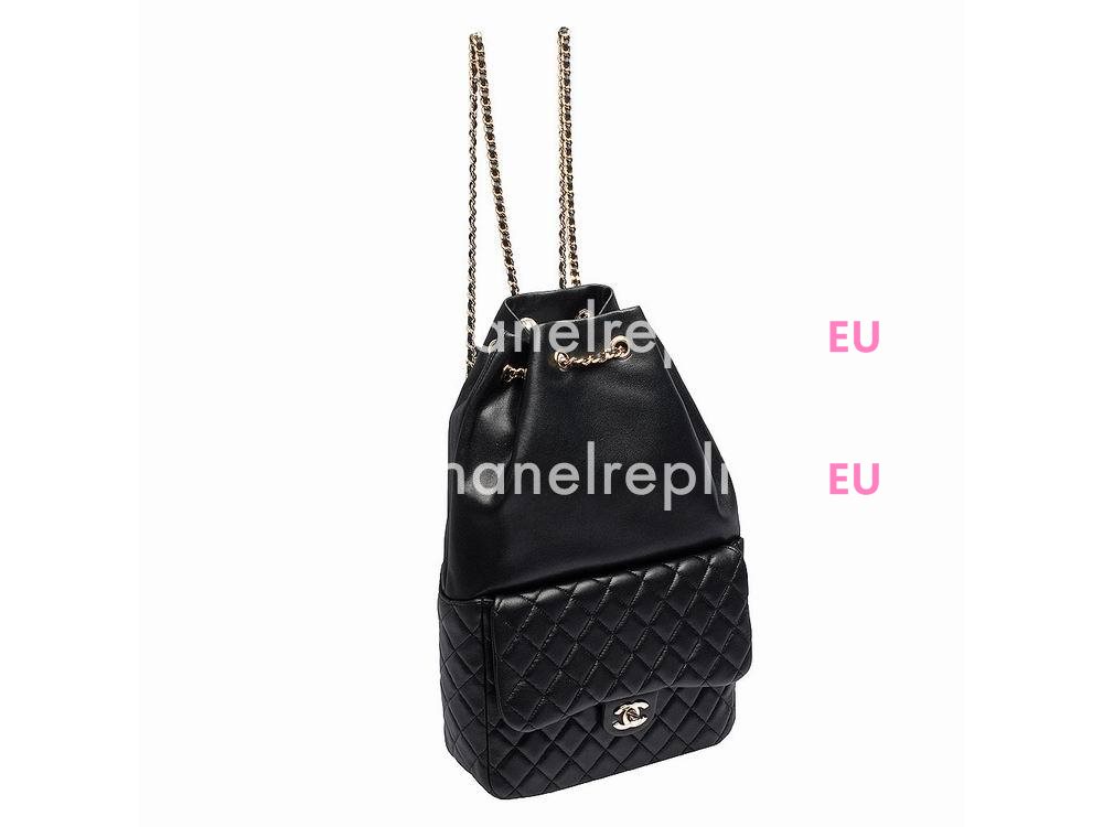 Chanel 2016 Lambskin Gold Metal Backpack In Black A94430