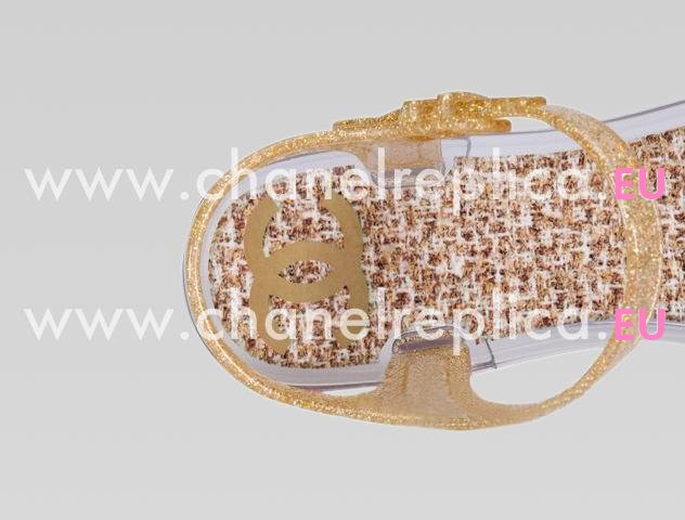 Chanel Double C Camellia Strappy Sandals Golden A42029