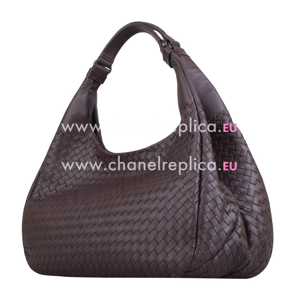 Bottega Veneta Campana Nappa Woven Large Shouldbag Coffee BV541176