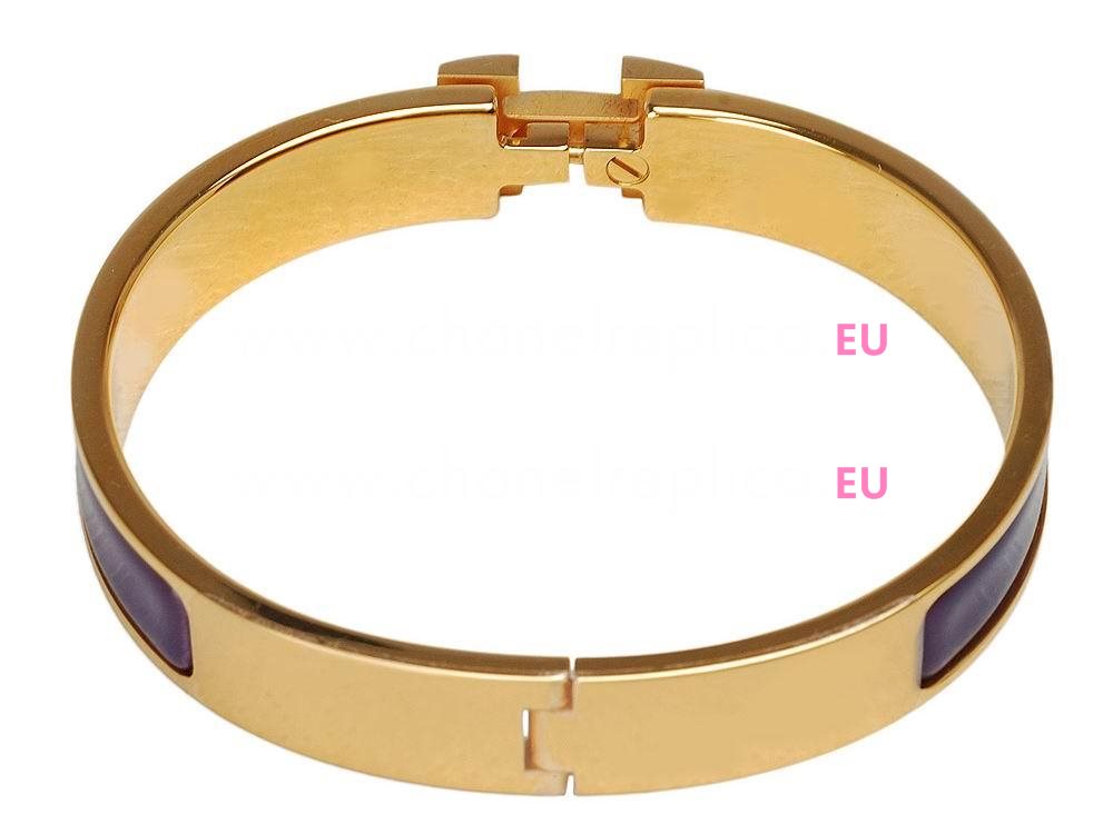 Hermes Click H Logo Enamelled Bracelet Rose Purple & Gold H58965