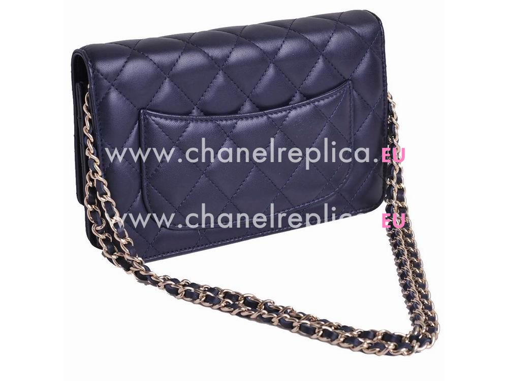 Chanel Lambskin Gold Chain Woc Bag Deep Blue A33814DLSY