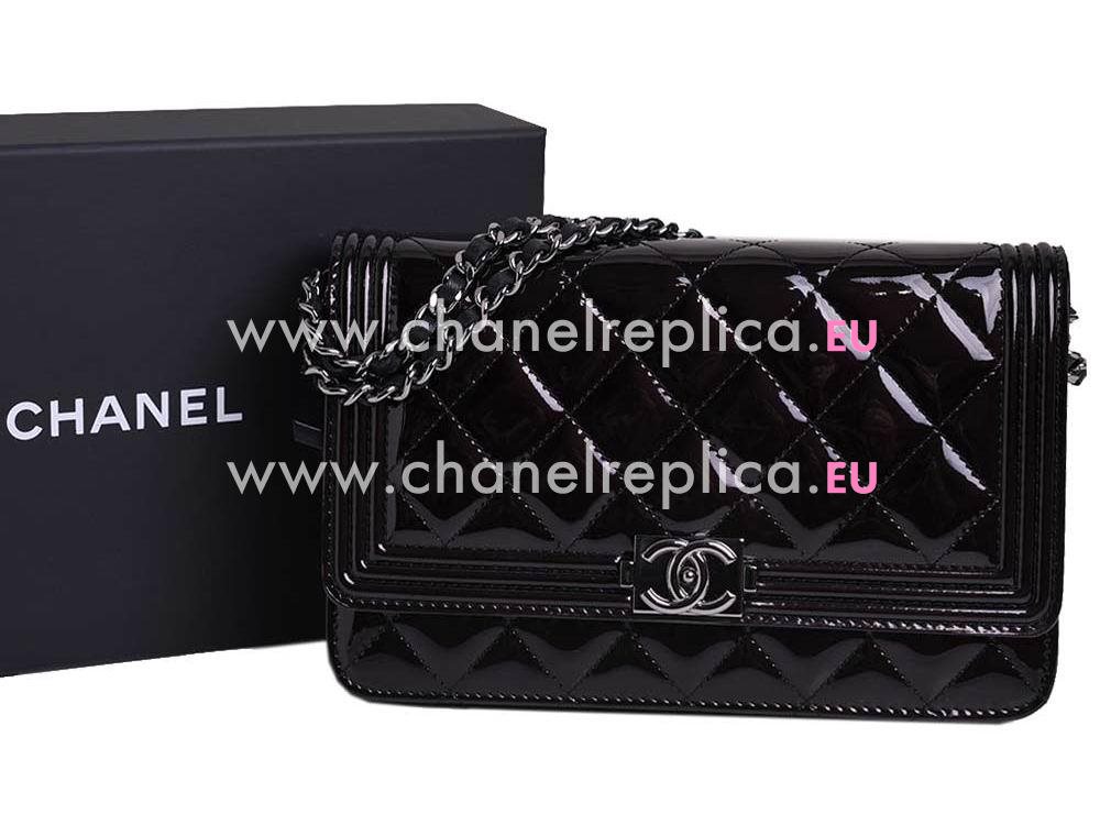 Chanel 2014 Boy Collection Mini Patent Chain Bag Black A68911
