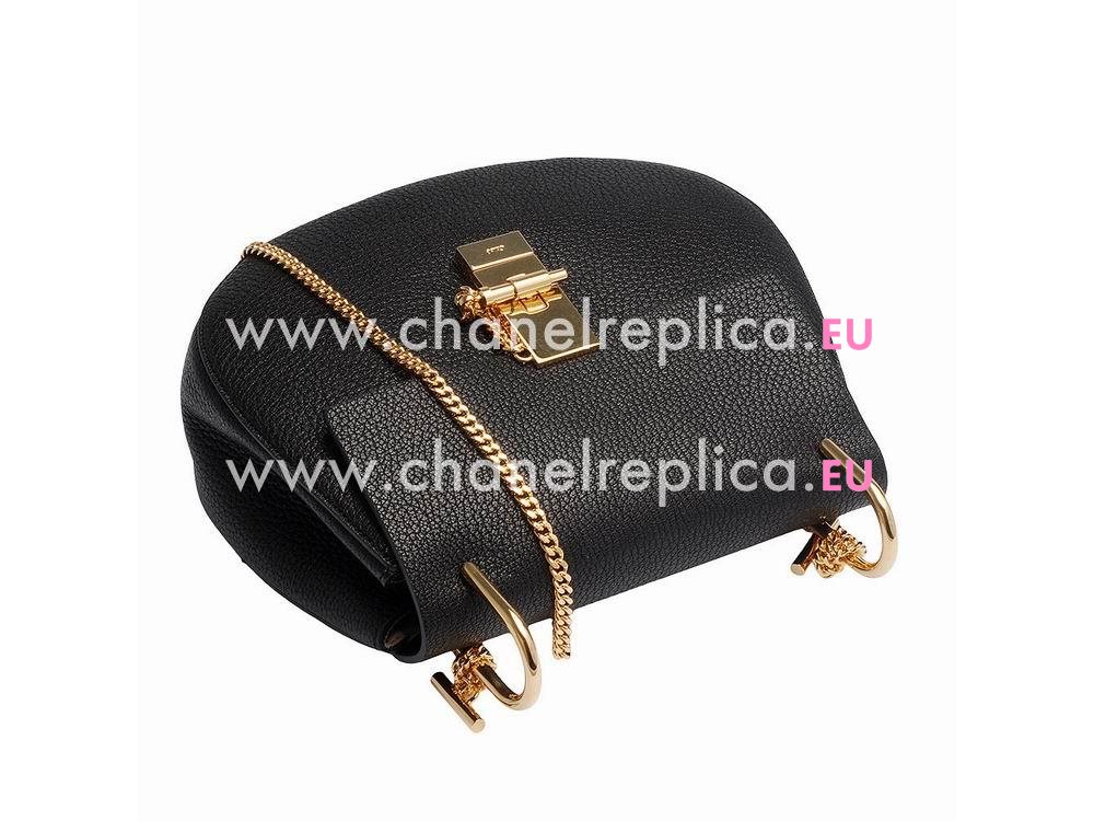 Chloe Drew Clemence Leather Golden Chain Bag Black CH982803