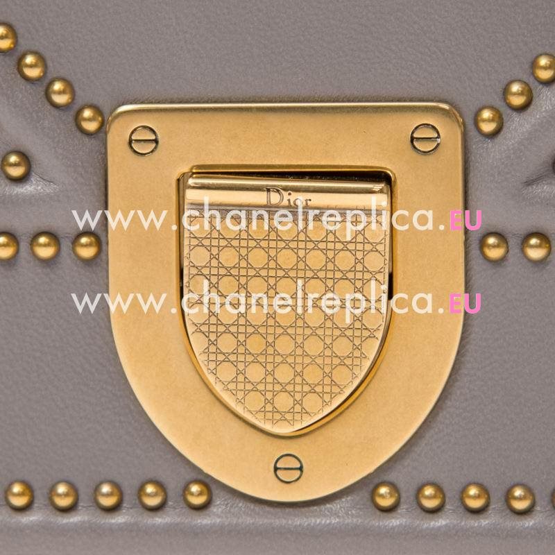 Dior DIORAMA BAG IN GRAY CALFSKIN GOLD-TONE METAL M0422CNOE34G