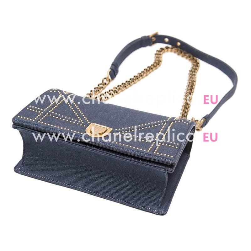 Christian Dior Small Diorama Bag in Denim Canvas Blue Anti-Gold Lock M0421CFDN928