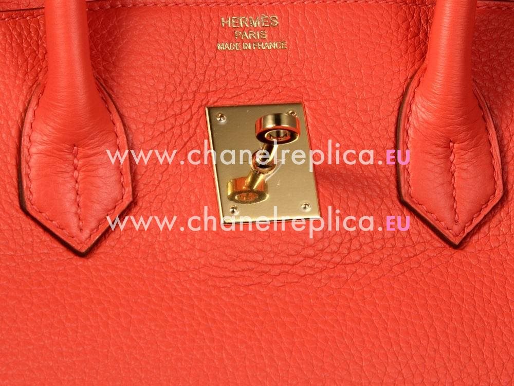 Hermes Clemence Leather Birkin 35 Watermelon Red Hand Sew H01791