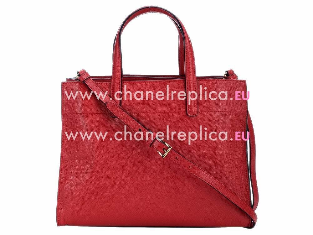 Prada Soft Saffiano Triangle Logo Bag In Red P471392