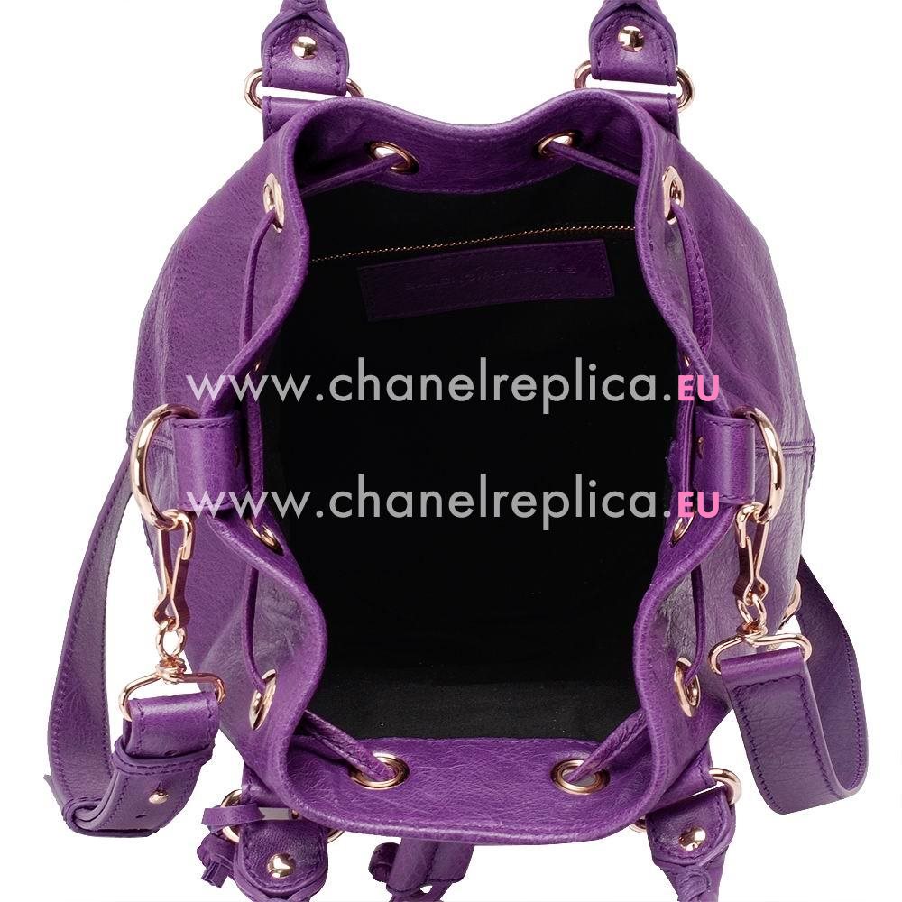 Balenciage Pompon Lambskin Gold hardware Classic Mini Bag Purple B4664150