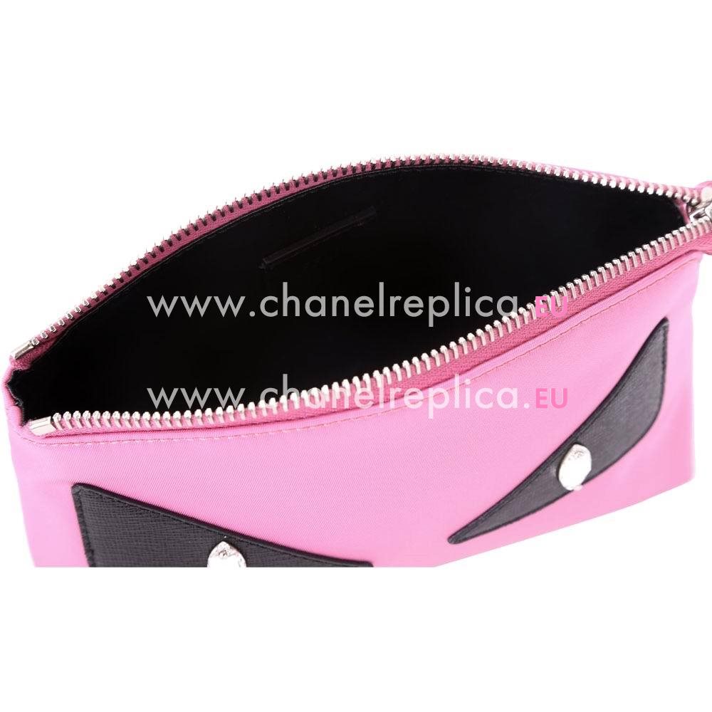 FENDI Monster Eye Cowhide Leather Cosmetic Bag Pink F1548219