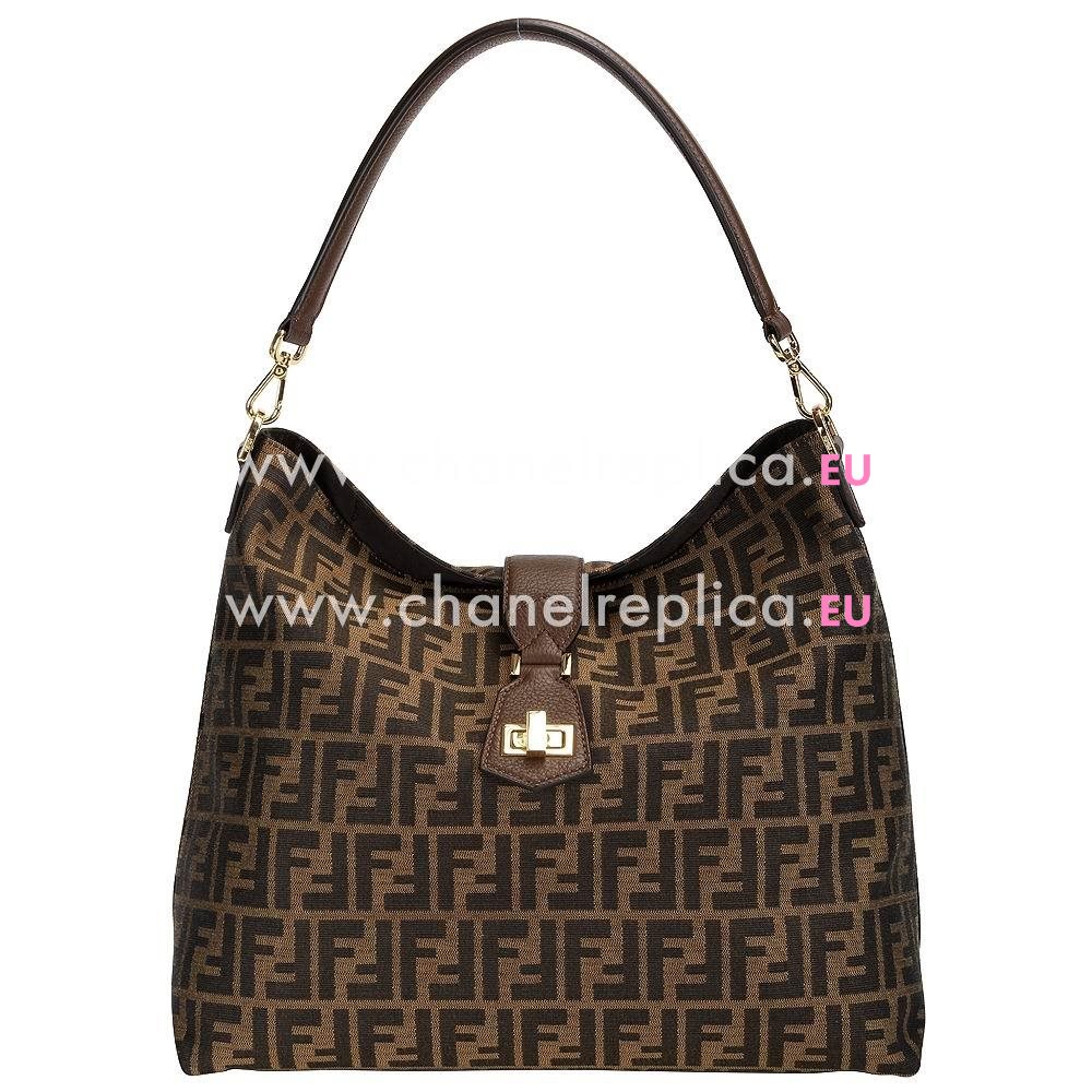 FENDI Classic Jacquard Weave Shoulder Bag In Coffee F5153064