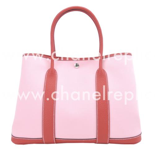 Hermes Garden Party Canvas With Leather Trim Handbag Pink Silver Hardware H830411