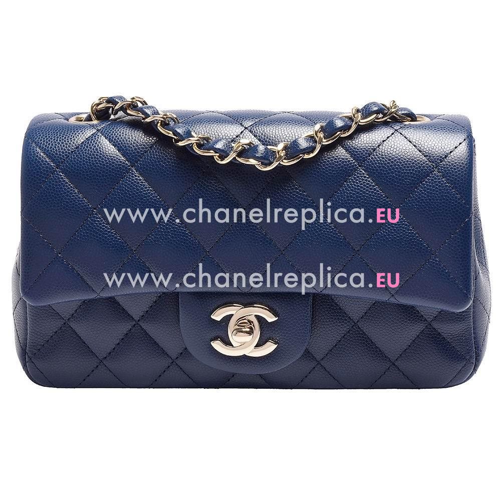 CHANEL Mini Classic Flap Gold Hardware Calfskin Bag in Navy Blue C7090711