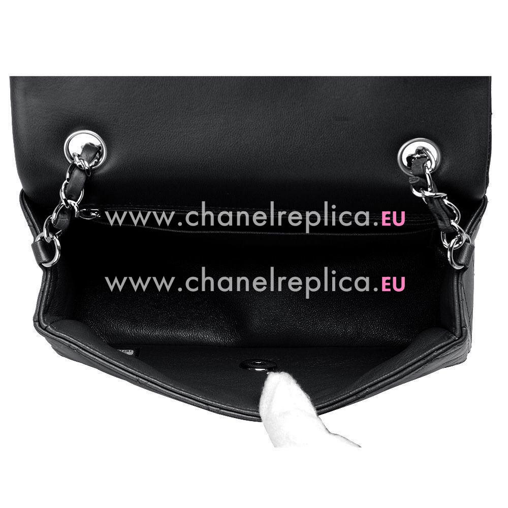 CHANEL Mini Coco Silvery Hardware Rhombic Lambskin Bag in Black A705065