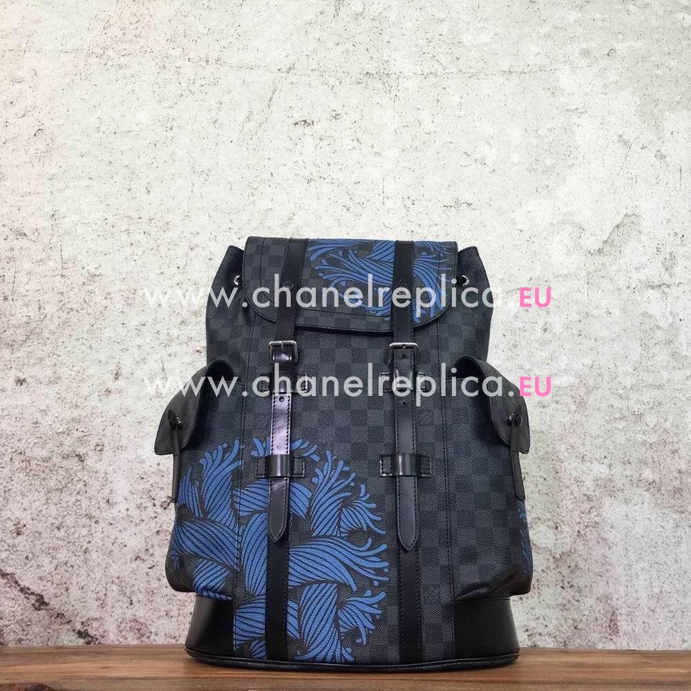 Louis Vuitton Damier Graphite canvas body Cowhide leather trim Blue N41340