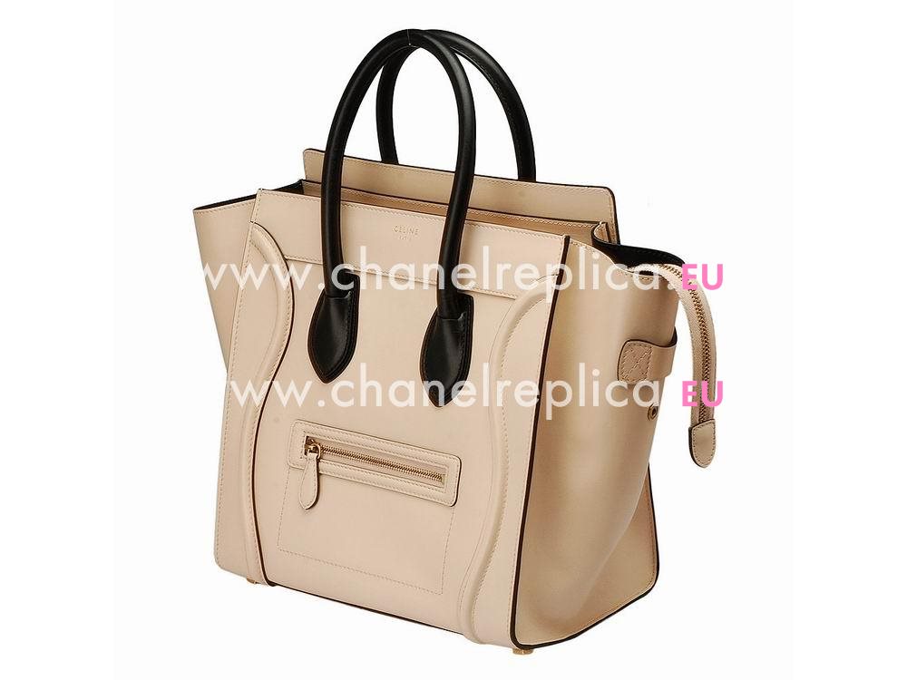 Celine Mini Square Luggage Smooth Calfskin Nano Bag Beige/Black CE50827