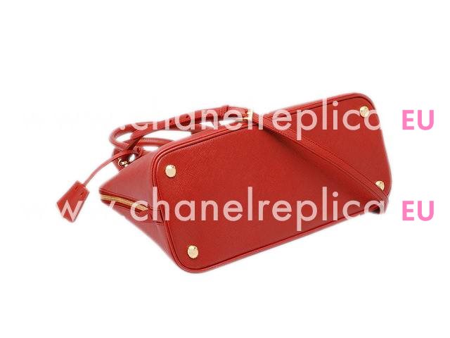 Prada Lux Saffiano Classic Triangle Logo Cowhide Handle/Shoulder Bag Red P415570