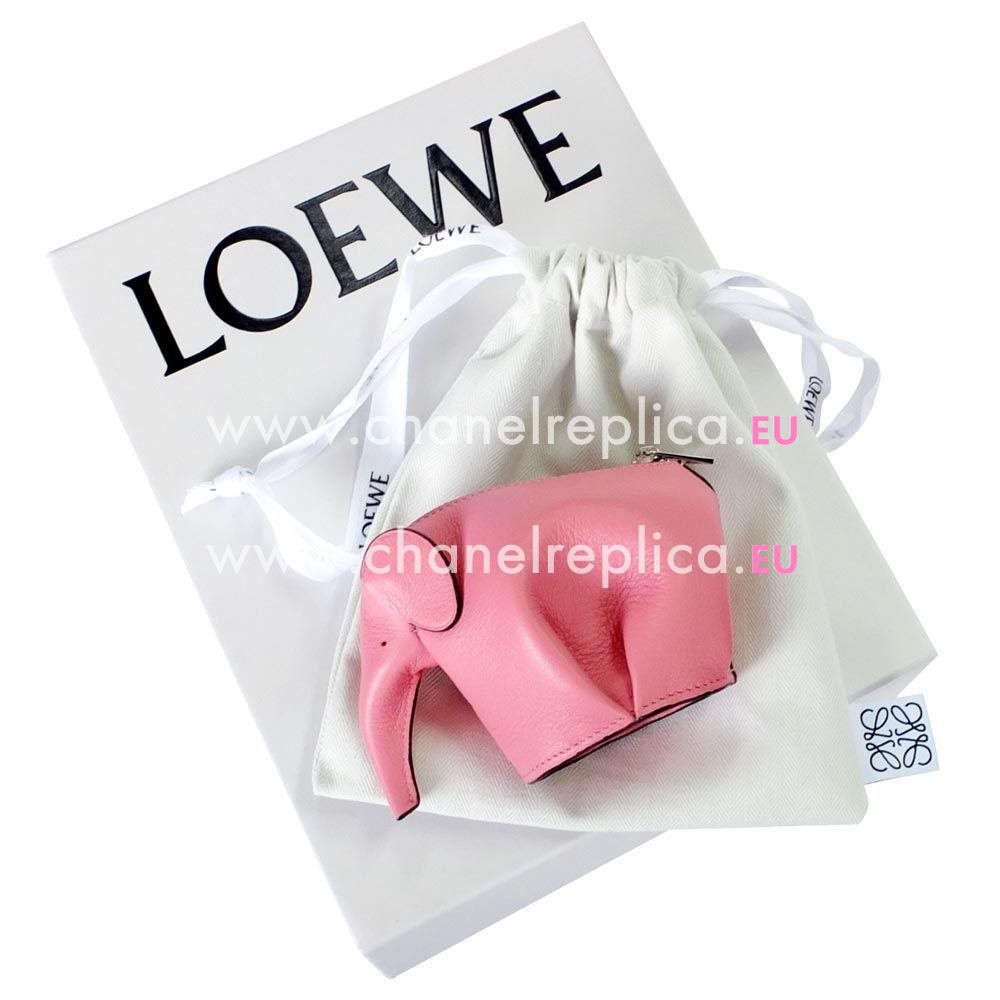 Loewe Animales Elephant Calfskin Wallet CandyPink L8011412