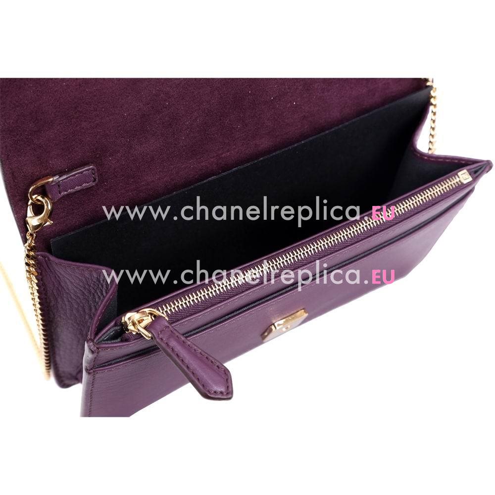 FENDI Tube Calfskin Dinner Metal Chain Bag Purple F1548725