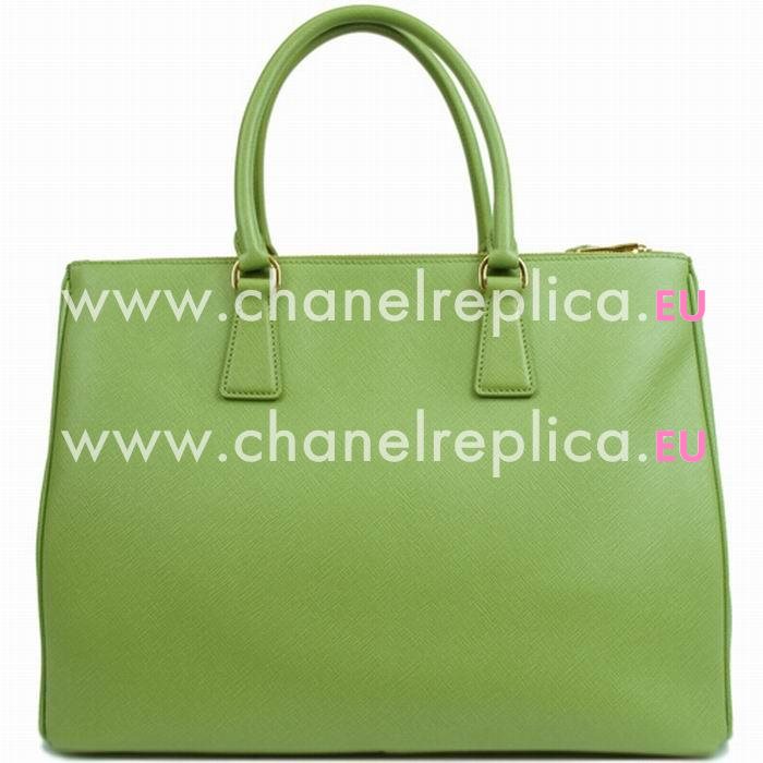 Prada Saffiano Lux Triangle Logo Large Size Shopping Tote Grass Green PRB1786T