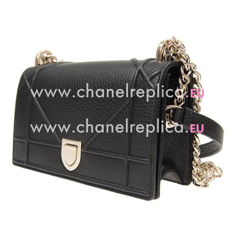 Christian Dior Small Diorama Bag Grain Cowhide Black Shiny Gold-tone Lock M0421OVKK900