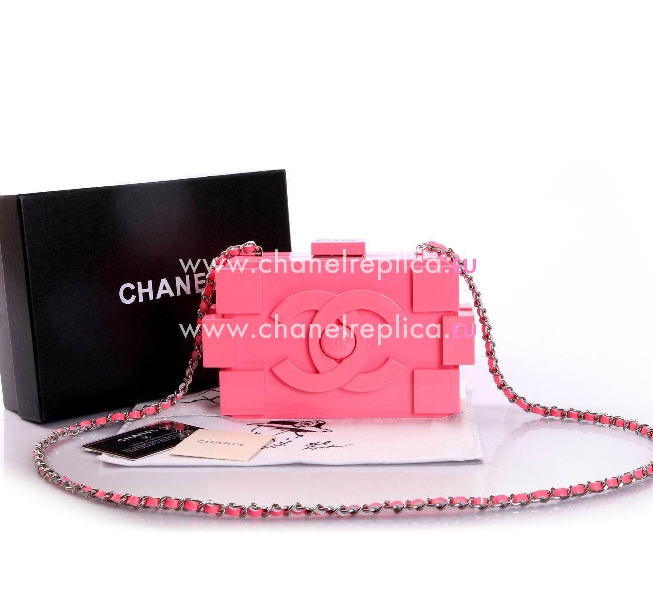 Chanel Pretty Lego Clutch Bag Hot Pink A5680B9