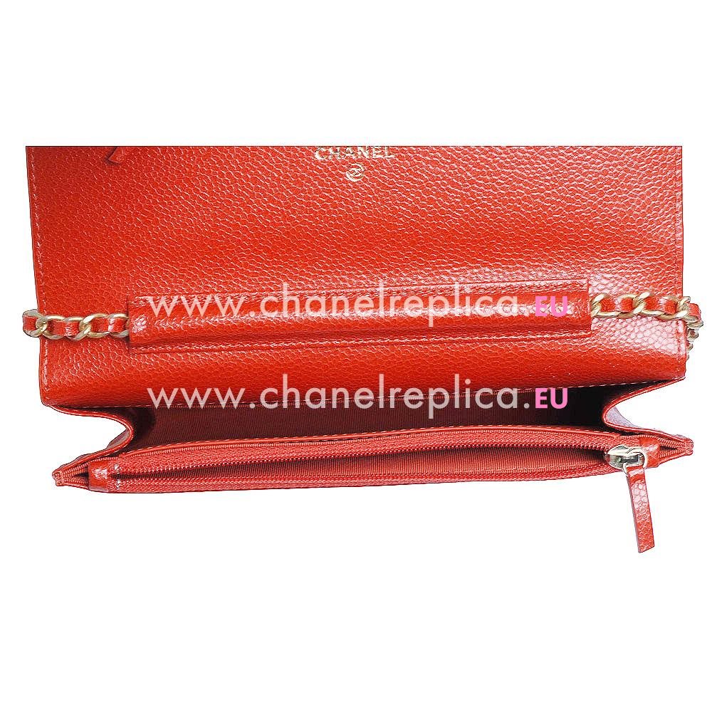 Chanel Caviar CC Logo Woc Bag Gold Chain Orange Red A33814SORD