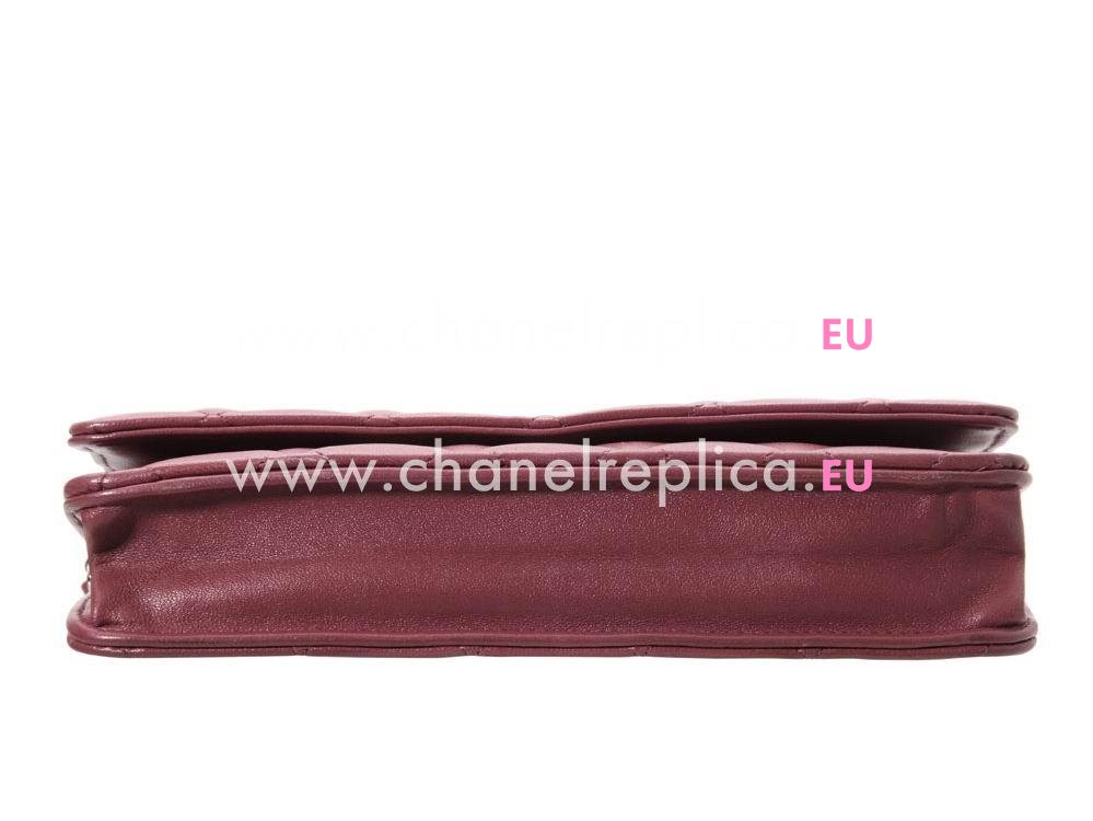 Chanel CC Logo Lambskin Woc Bag Silver Deep Red A33814RDS