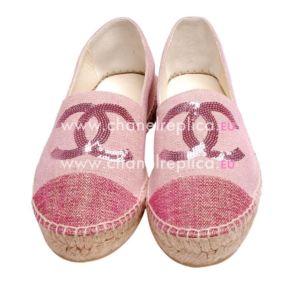 Chanel Calfskin CC Espadrilles Penelope Shoes Pink C4458521