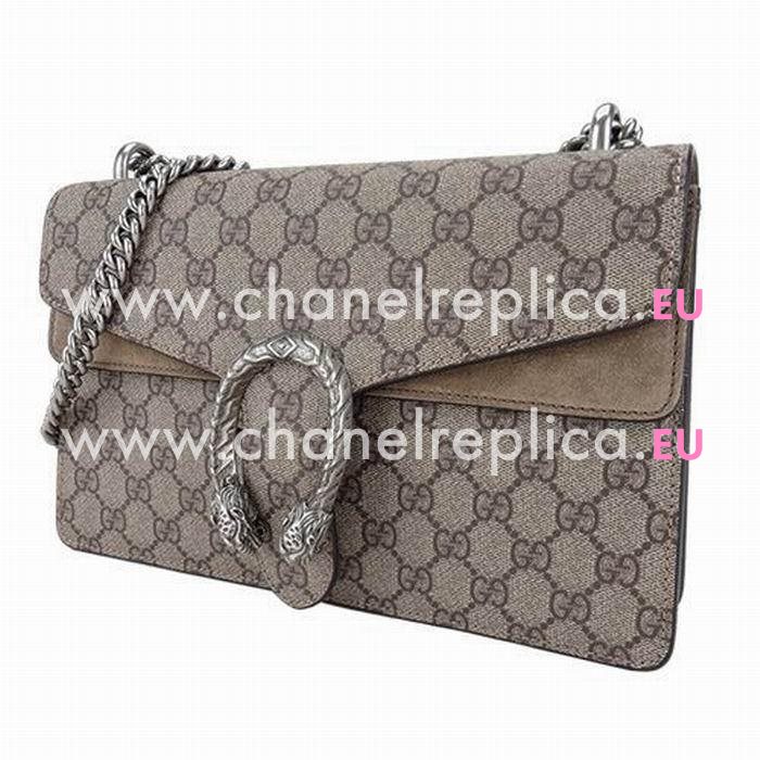 Gucci Dionysus GG Supreme Calfskin PVC Leather Bag In Khaki G554921