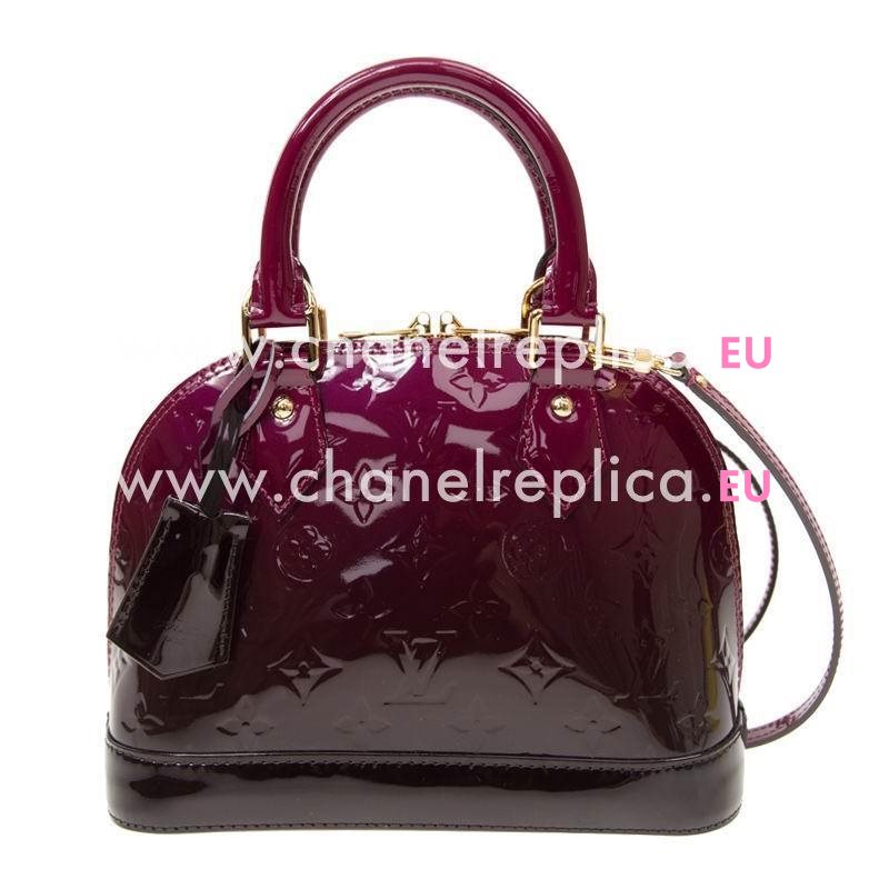 Louis Vuitton Monogram Vernis Alma BB Tote Bag Purple M90322
