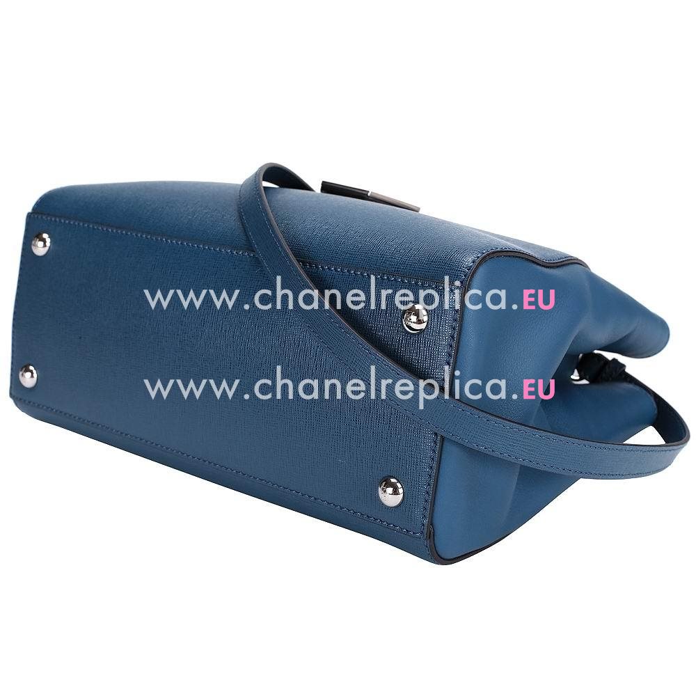 Fendi Petite 2Jours Cowhide Hand/shouldbag Blue F5104961