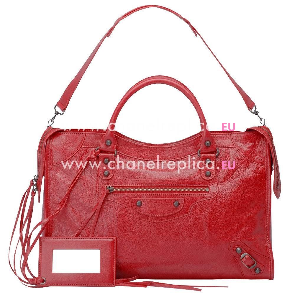 Balenciage City Lambskin Age Brass hardware Classic Bag Poppy red B4561932