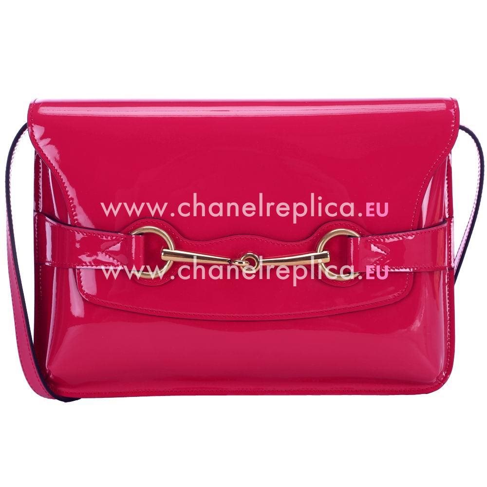 Gucci GG Calfskin Patent Leather Clutch In Peach Red G446926