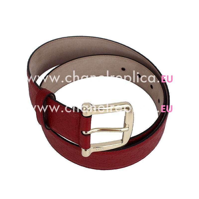 Gucci Guccissima Embossed Cowhide Gold Pin Buckle Belt Red 6155E60