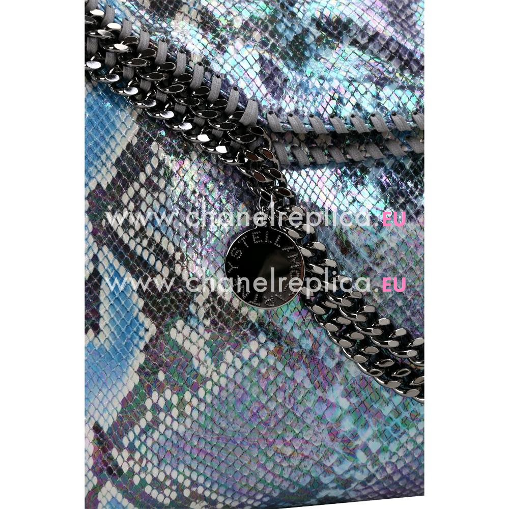 Stella McCartney Falabella Medium Size Silver Chain Bag Blue Purple Snake S844137