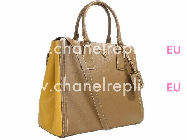 Prada Lux Saffiano Double Color Shopping Bag caramel PR45055