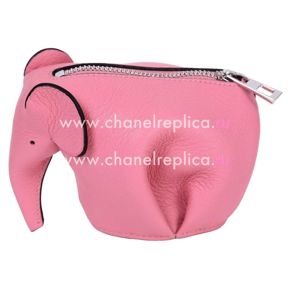Loewe Animales Elephant Calfskin Wallet Pink L8011409