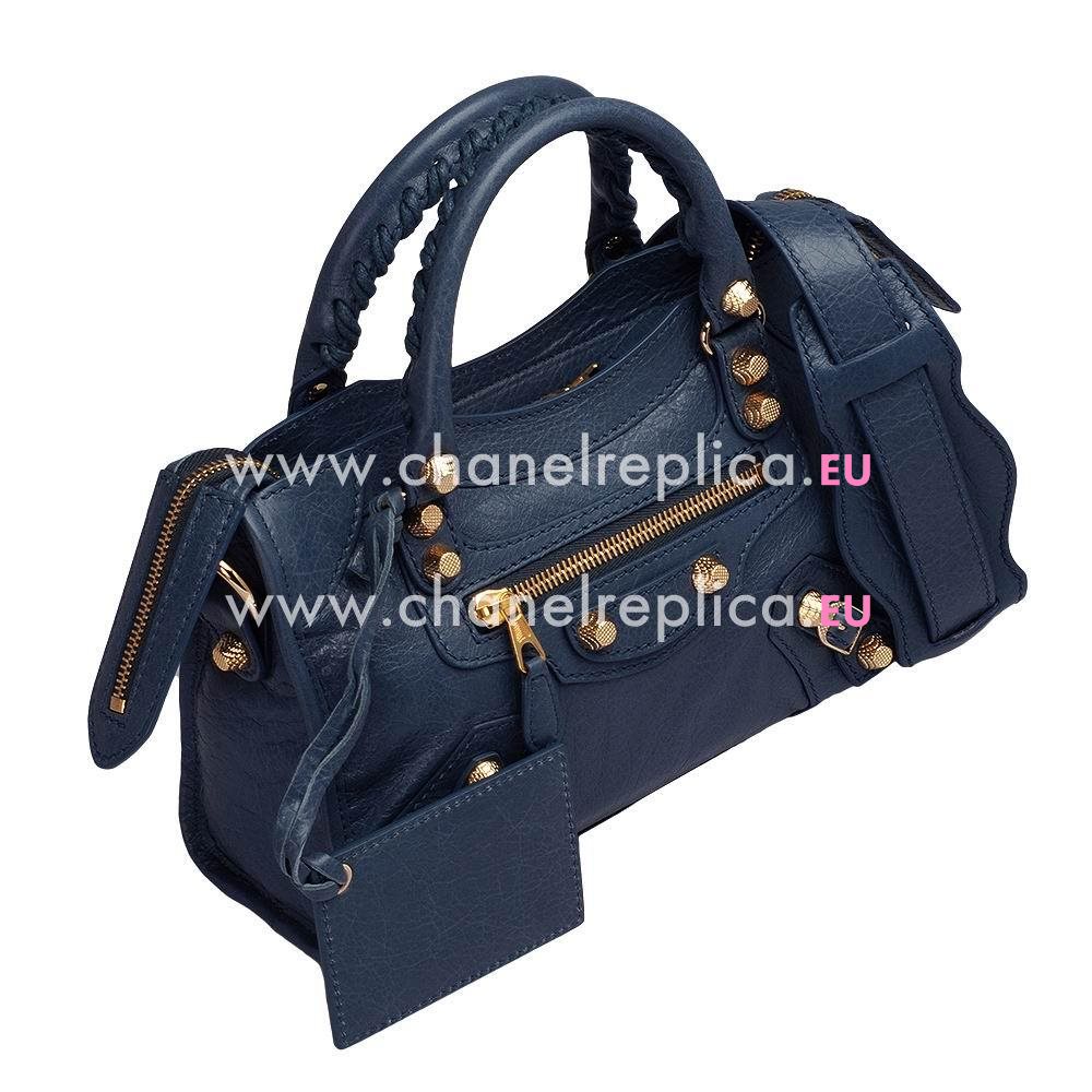 Balenciage City Lambskin Gold hardware Classic Mini Bag Deep Blue B5599254
