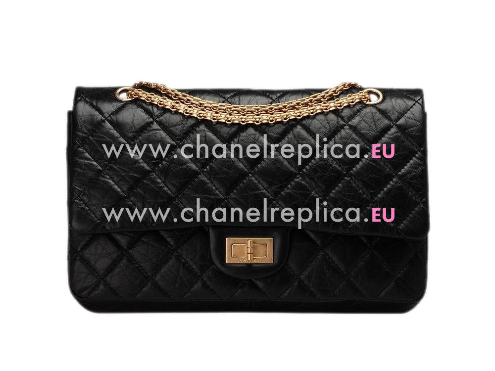 Chanel Jumbo Aged Calfskin Bag in Black(Antique-Gold) A12456AG