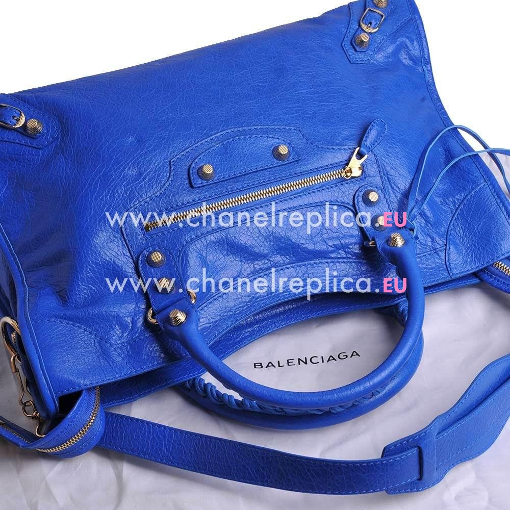 Balenciage City Lambskin Gold hardware Classic Bag Blue B5835466